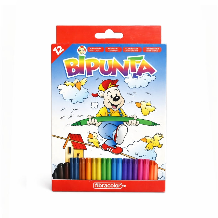 Fibracolor - Bipunta - Pennarelli - 12 Pezzi