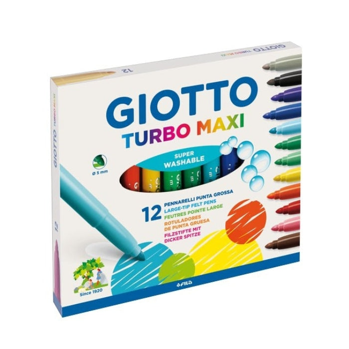 Giotto - Turbo Maxi - Pennarelli - Super Washable - 12 Pezzi - F454000