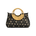 Just Glamour - Borsa A Mano - Macramè Nero e Manici di Bamboo | Borsa Estiva Elegante - Boho Chic