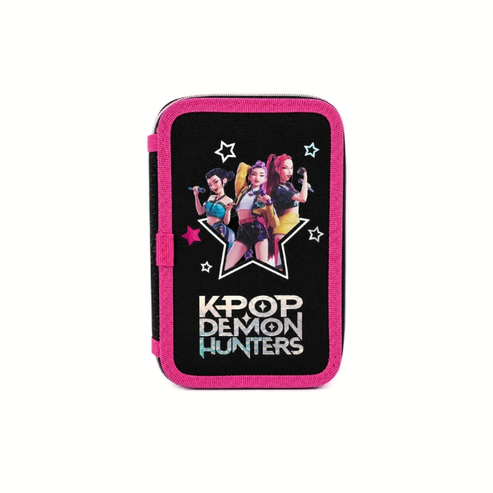 K-Pop Demon Hunters - Astuccio 3 Zip - Nero e Fucsia