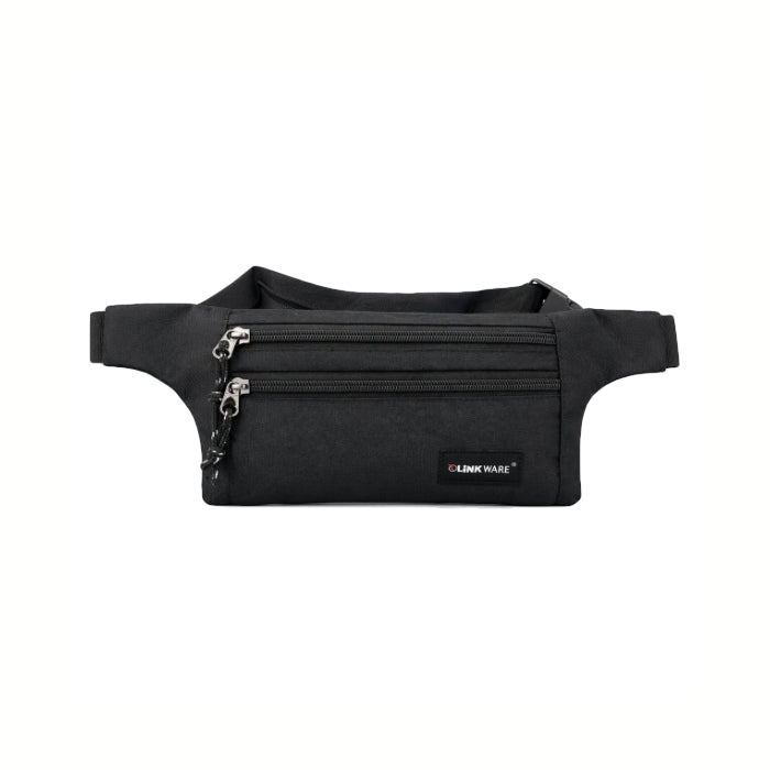 Link Ware - Marsupio Nero Multi Tasche con Zip | Borsa Vita Sportiva e Viaggio