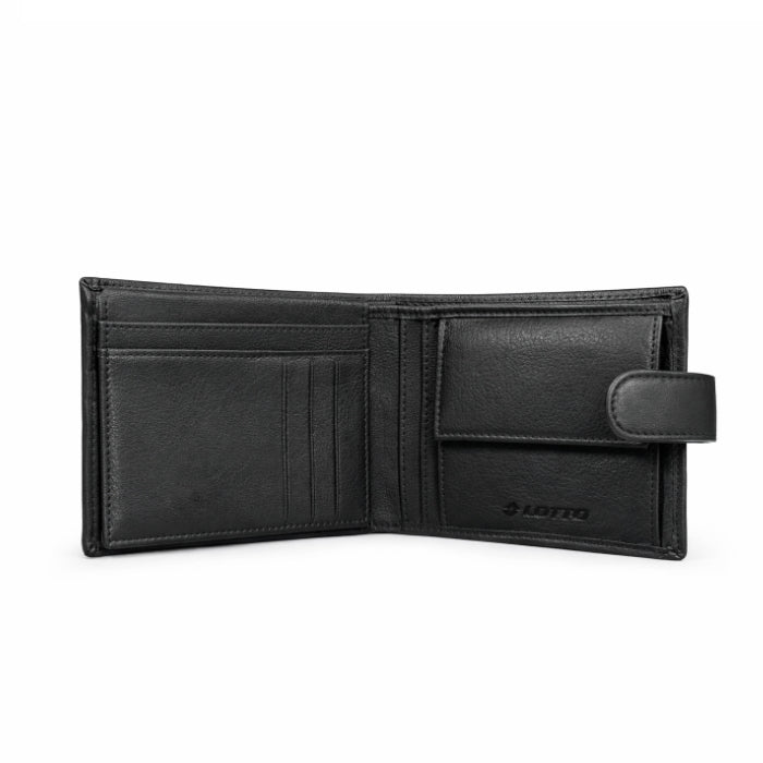 Lotto - Portafoglio - Trifold con Bottone - Nero | Wallet Elegante