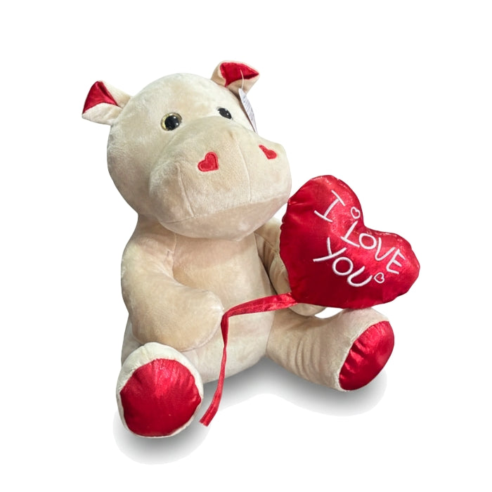 Love - Peluche - Ippopotamo con Cuore Palloncino "I Love You"