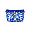 Mona - Pochette - Beauty Case Maioliche Blu Mediterranee con Pompon