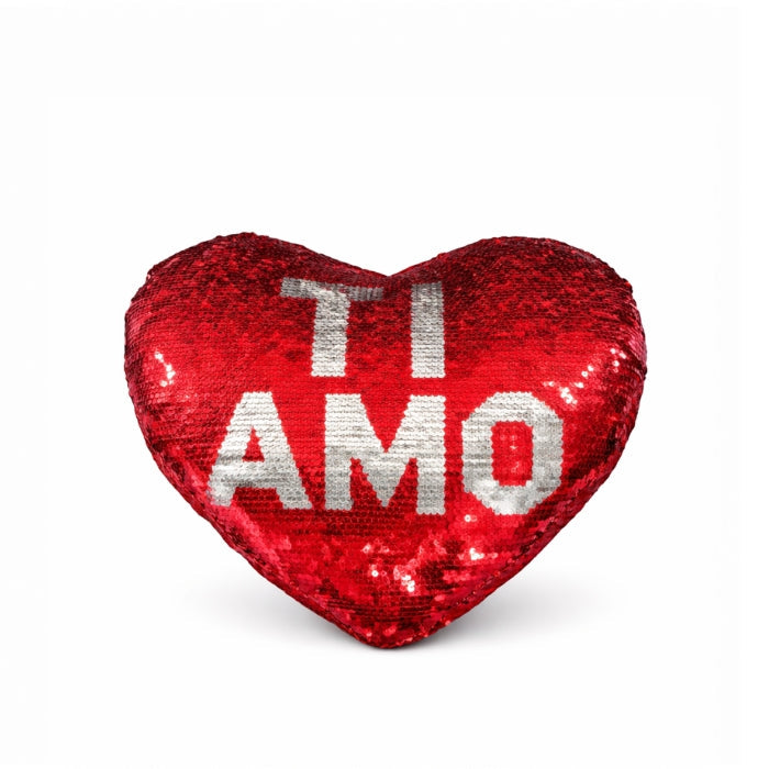 P&C - Cuscino - Cuore con Scritta "Ti Amo" - Paillettes