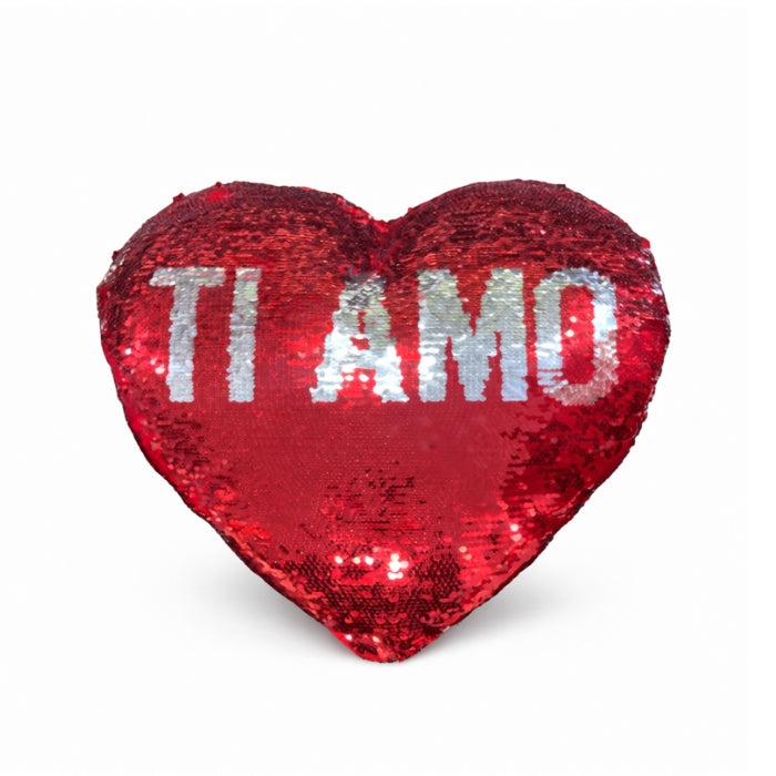 P&C - Cuscino - Cuore con Scritta "Ti Amo" - Paillettes