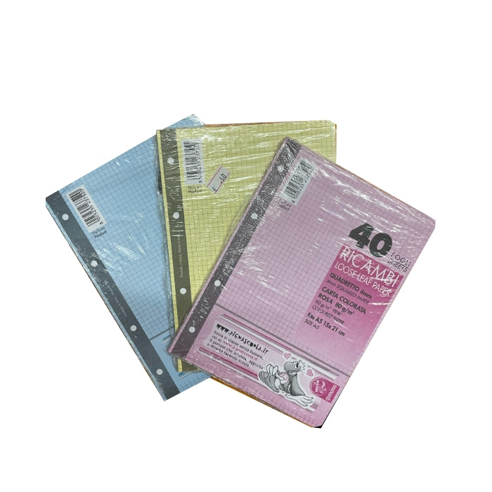 Pigna - Ricambi Per Raccoglitore - Colorati - Quadretti - 4mm - A5