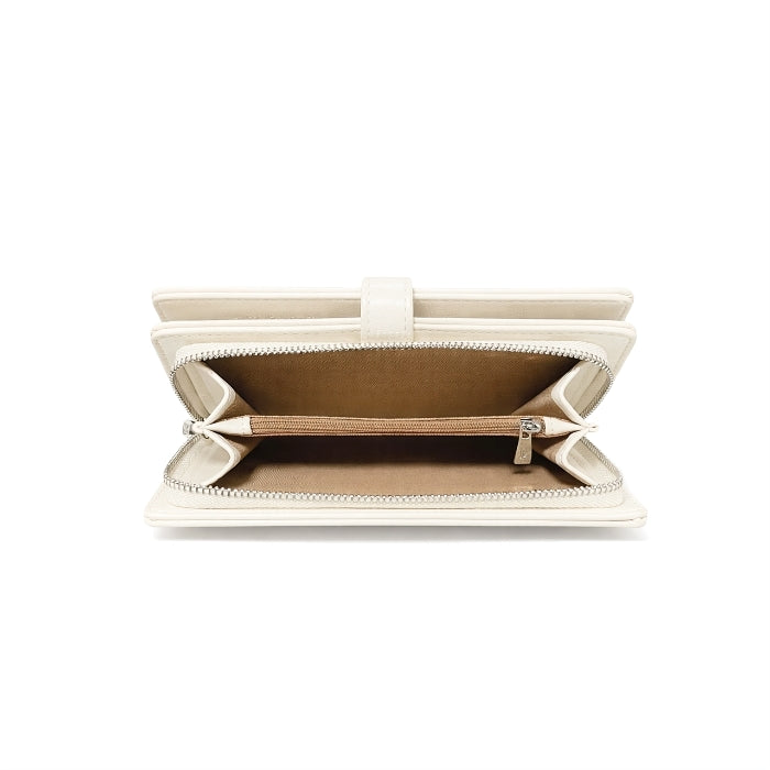 Regina Schrecker - Portafoglio - Chiusura con Bottone - Bianco Perla | Elegante e Capiente
