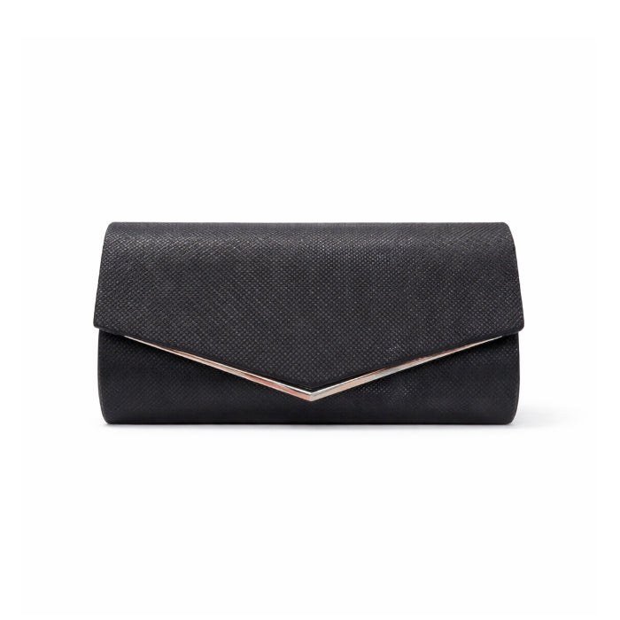 Si&Si - Pochette da Cerimonia - Elegante Nera | Clutch Donna con Dettaglio Metallico