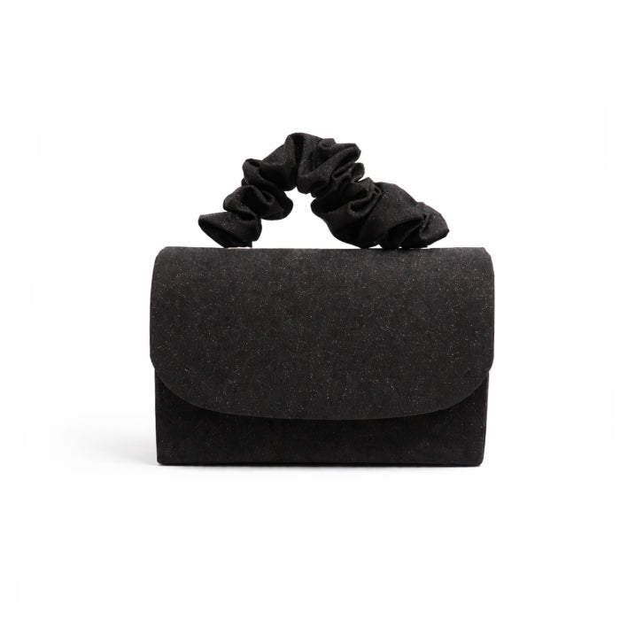 Sun&Moon - Pochette da Cerimonia - Nera con Manico Arricciato | Eleganza Minimal
