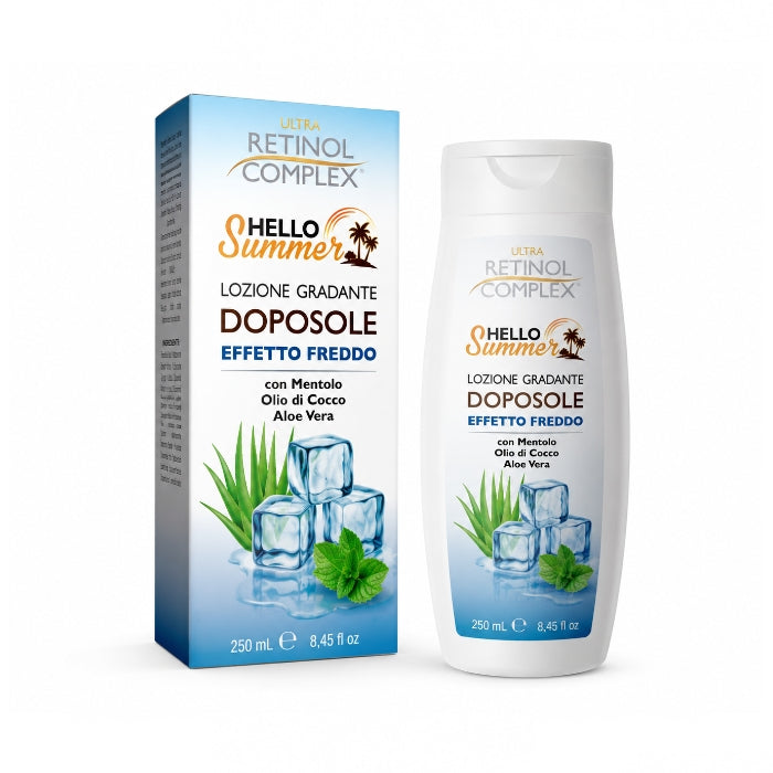 Ultra Retinol Complex - Hello Summer - Lozione Idratante Doposole - Effetto Freddo con Mentolo, Olio di Cocco, Aloe Vera