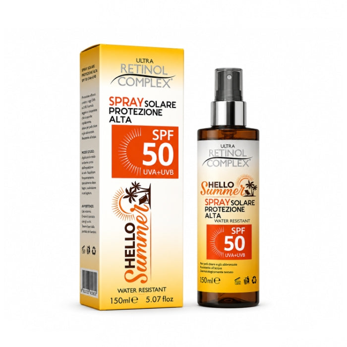 Ultra Retinol Complex - Hello Summer - Spray Solare Protezione - Alta SPF30 / Alta SPF50 - UVA+UVB - Water Resistant