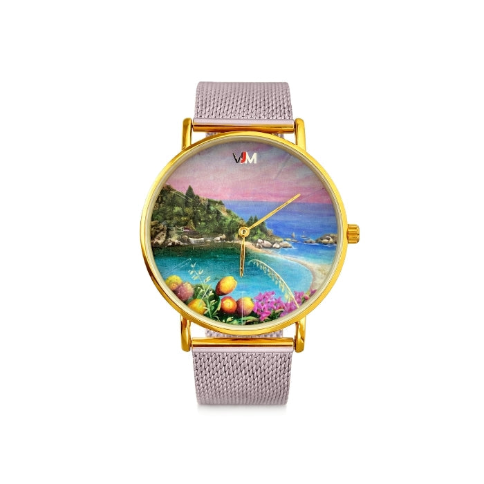 VJM - Bijoux & Watches - Orologio da Polso - Acciaio - Quadrante Isola Bella | Cinturino Maglia Milanese Aerografato