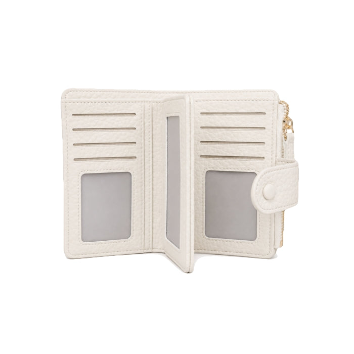 Valentino Creations - Portafoglio Donna Bianco Traforato con Zip e Porta Carte