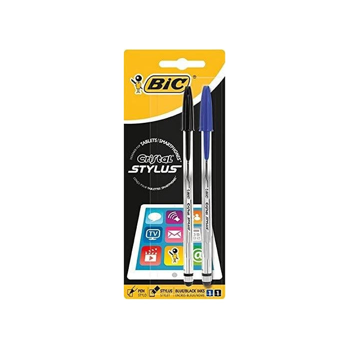 Bic - Cristal Stylus - Designed for Tablets/Smartphones - Confezione da 2 Penne
