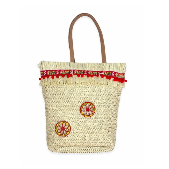 Cartoleria 4+1 - Carretto Estivo - Borsa Estiva Intrecciata con Decorazioni Etniche